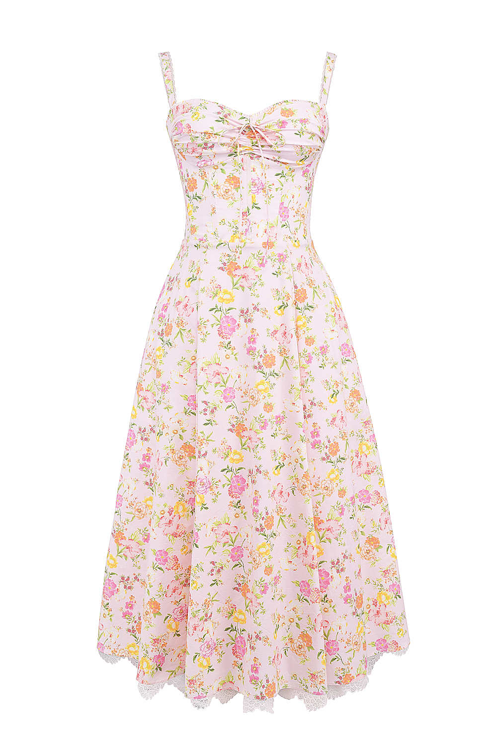 Rosalee Pink Meadow Print Cotton Bustier Sundress