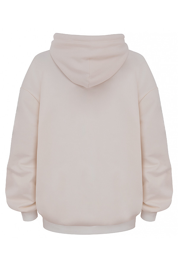 Halo Off White Cotton Fleece-Back Oversized Hoodie