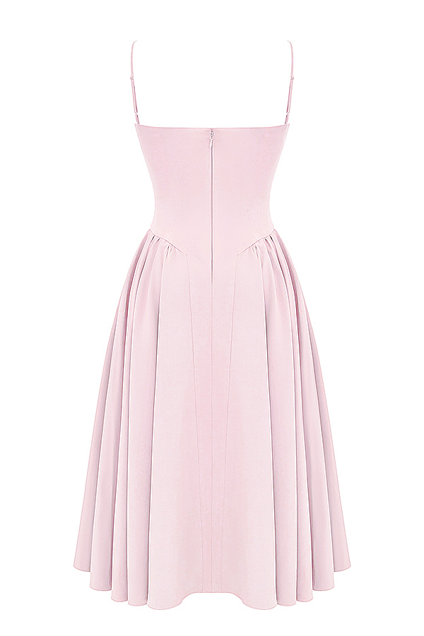 Samaria Ballerina Pink Twill Corset Midi Dress
