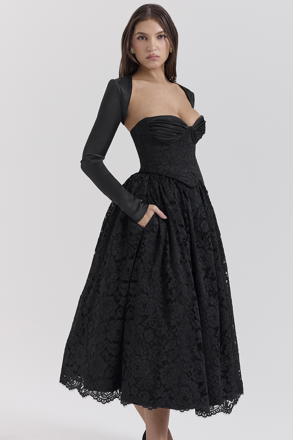 Duchess Black Lace Corset, Skirt and Bolero - SALE