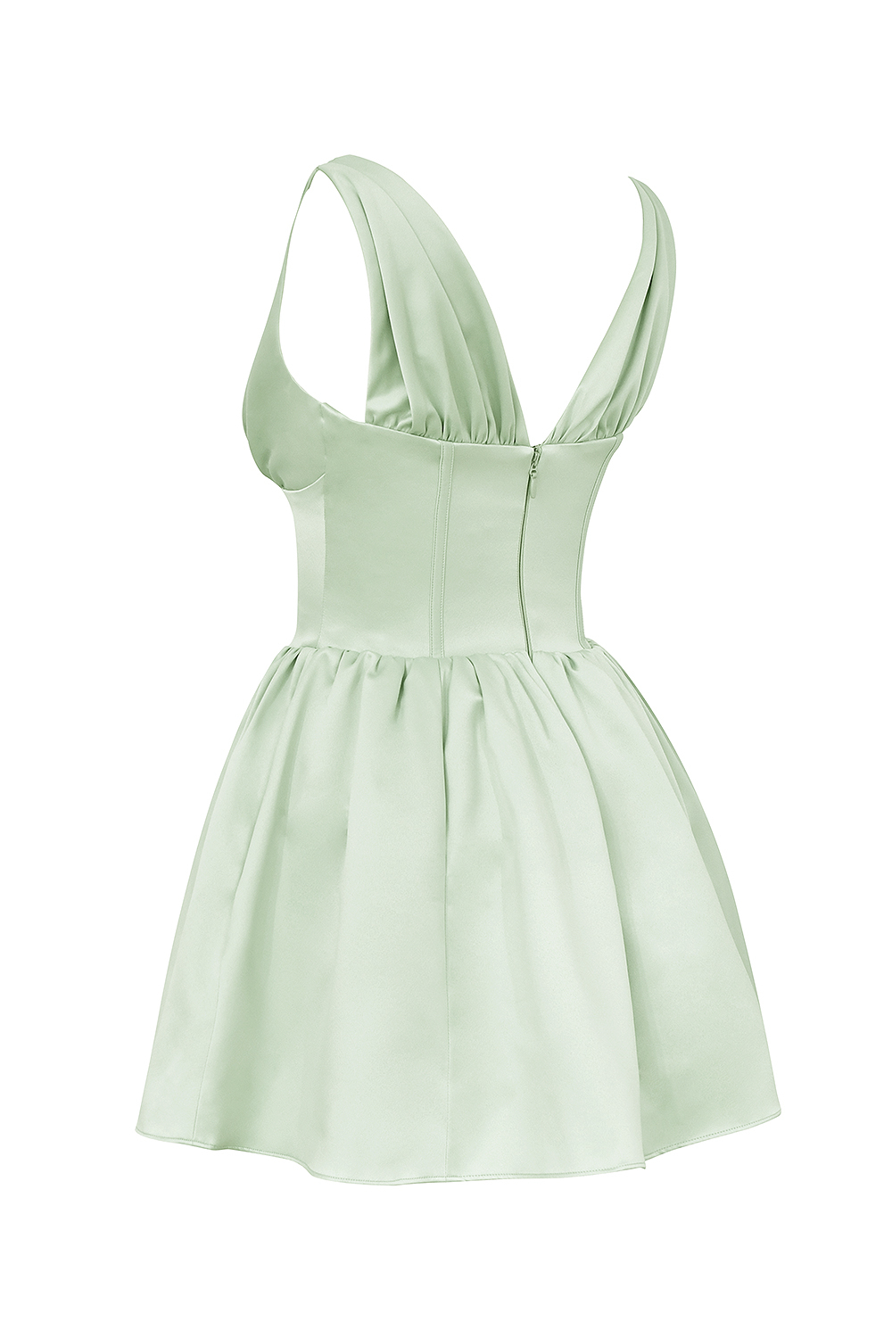 Emmeliette Pistachio Satin Mini Dress - SALE