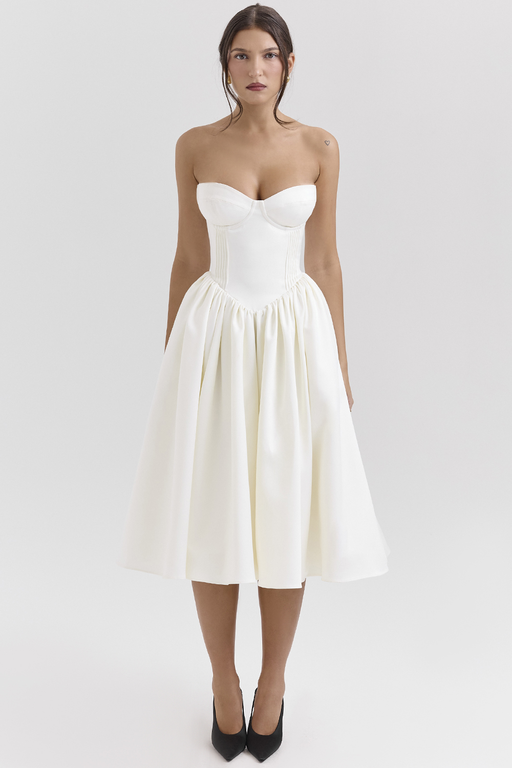 Coco Vintage Ivory Satin Midi Dress