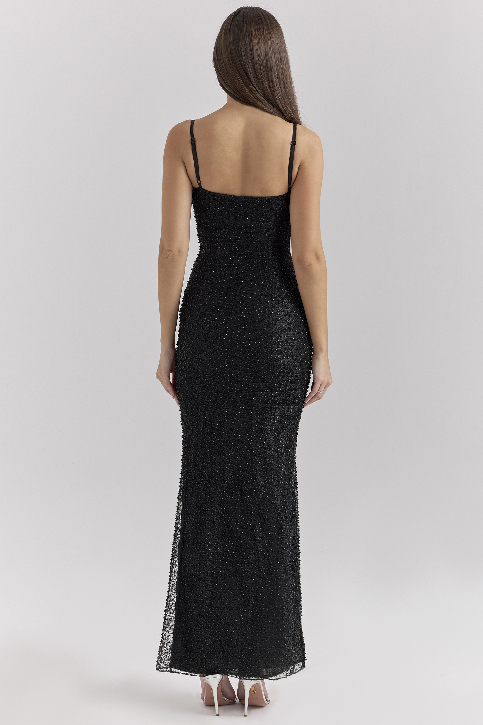 Calla Black Pearl Embellished Maxi Dress