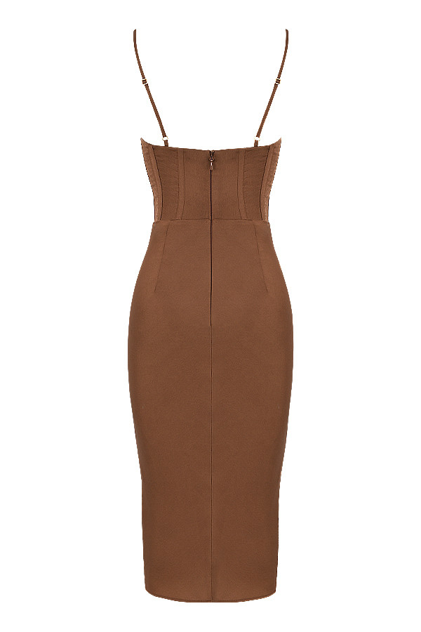 Myrna Chocolate Satin Corset Slip Dress
