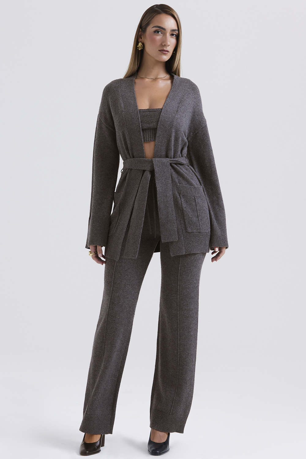 Alaia Charcoal Cashmere Blend Belted Cardigan - SALE