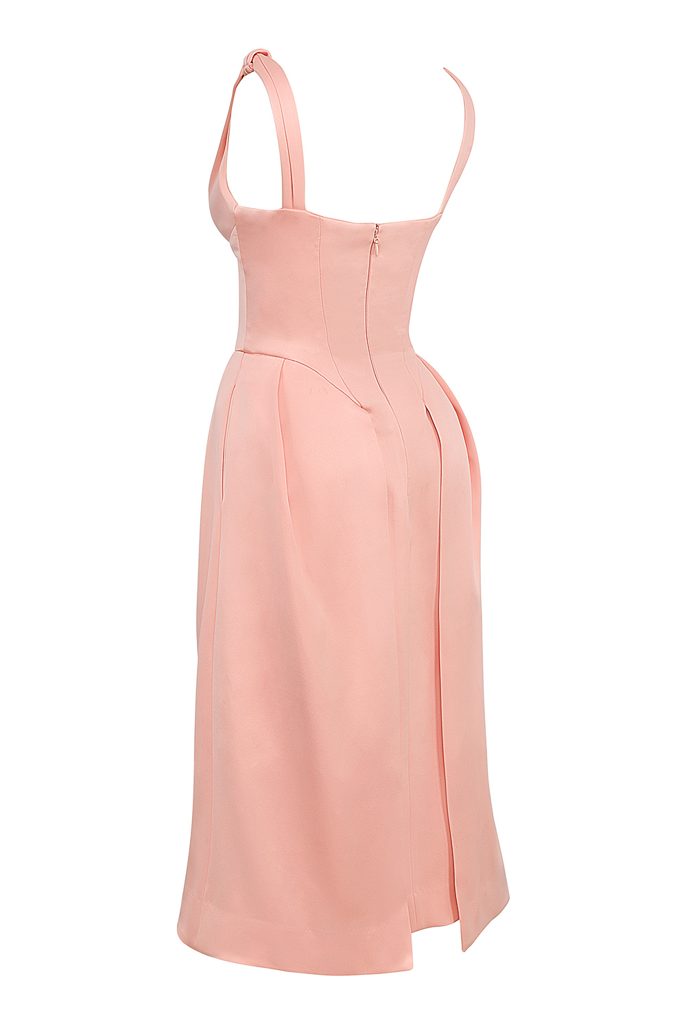 Paloma Peach Satin Pleated Midi Dress - SALE
