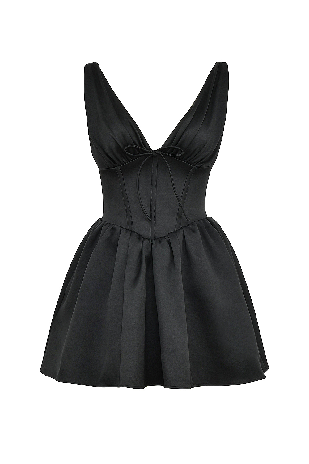 Emmeliette Black Satin Mini Dress - SALE