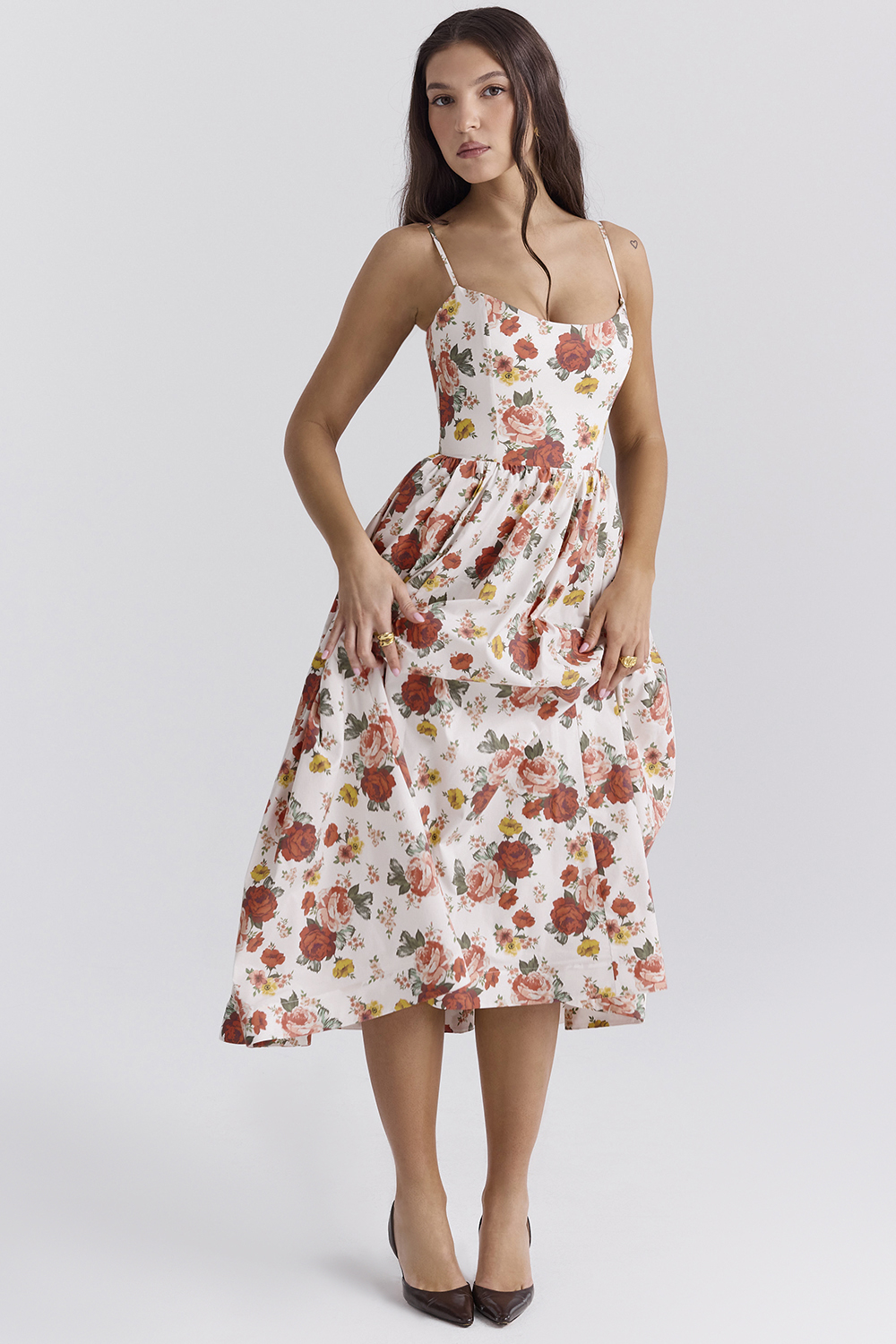 Lolita Italian Rose Print Cotton Corset Sundress