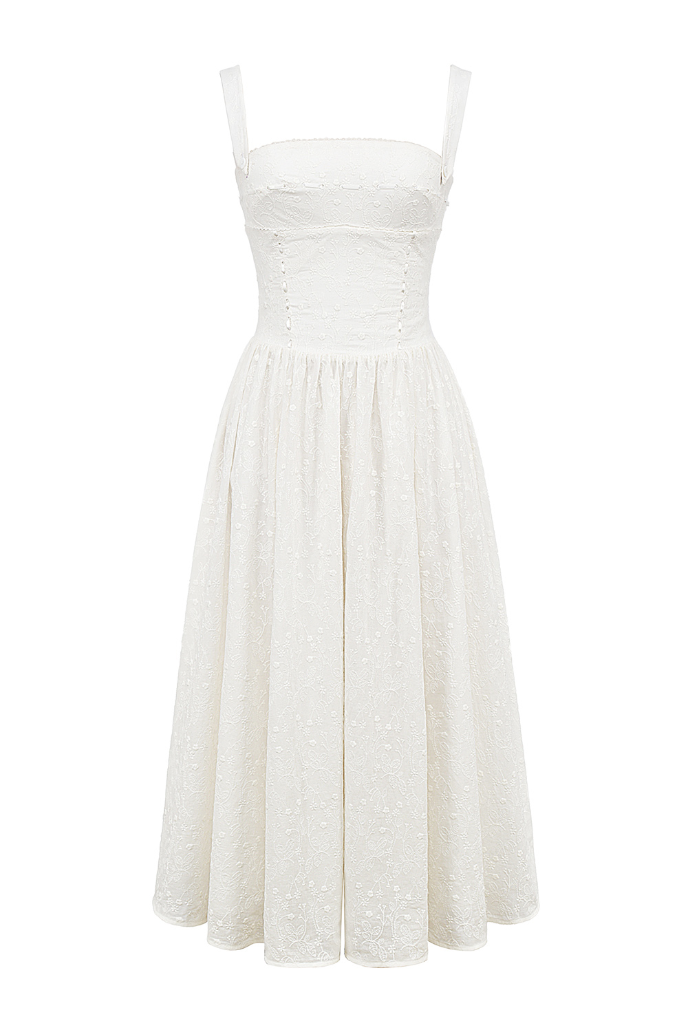 Vivien White Broderie Anglais Midi Sundress