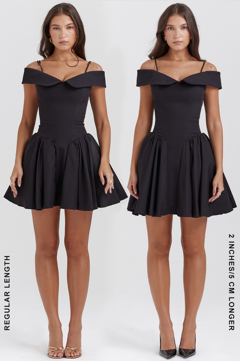 Elida Black Off Shoulder Mini Dress