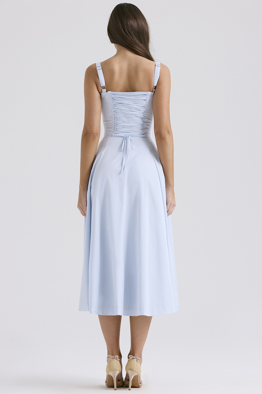Carmen Soft Blue Cotton Bustier Sundress