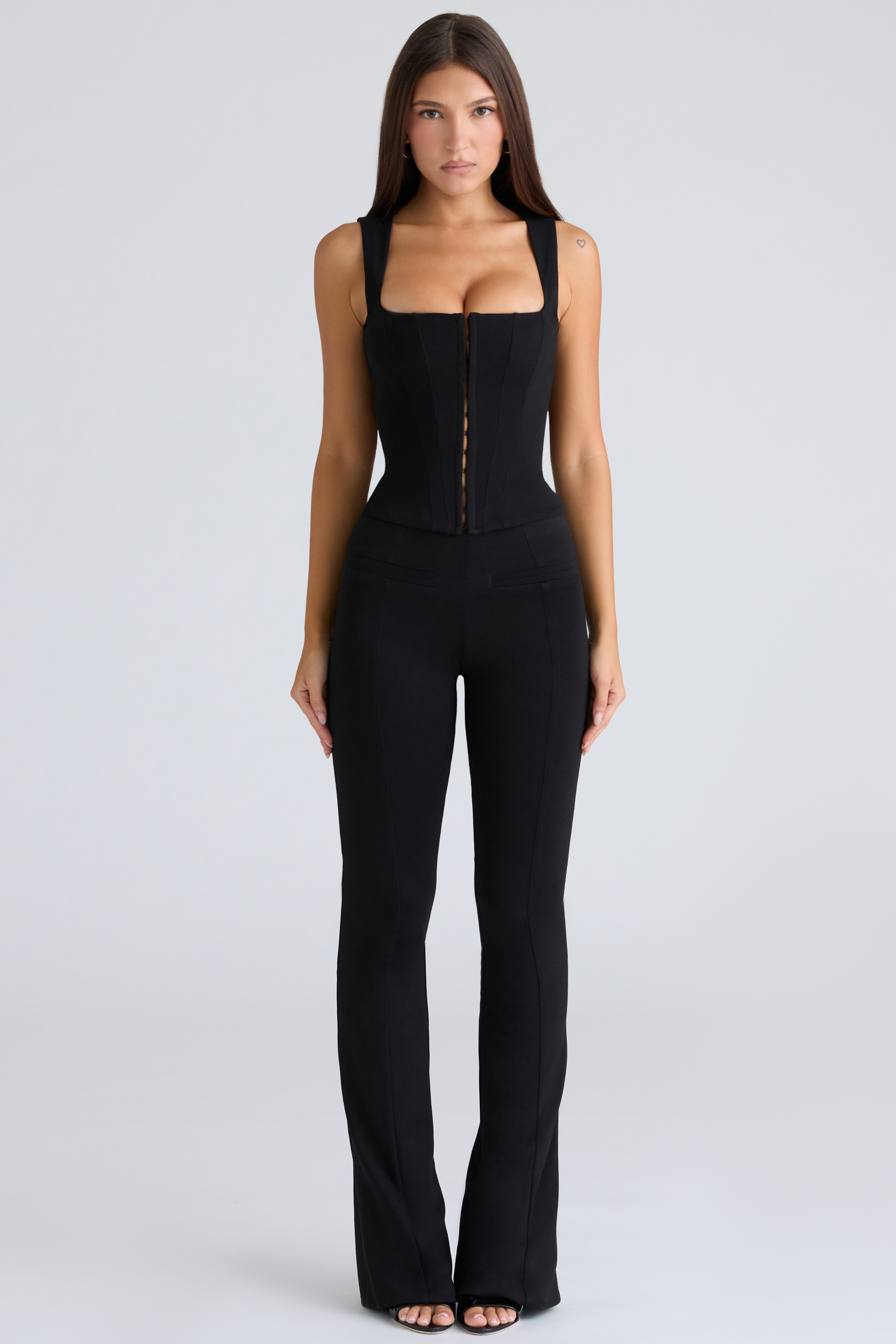 The Balconette Black Fitted Corset Top