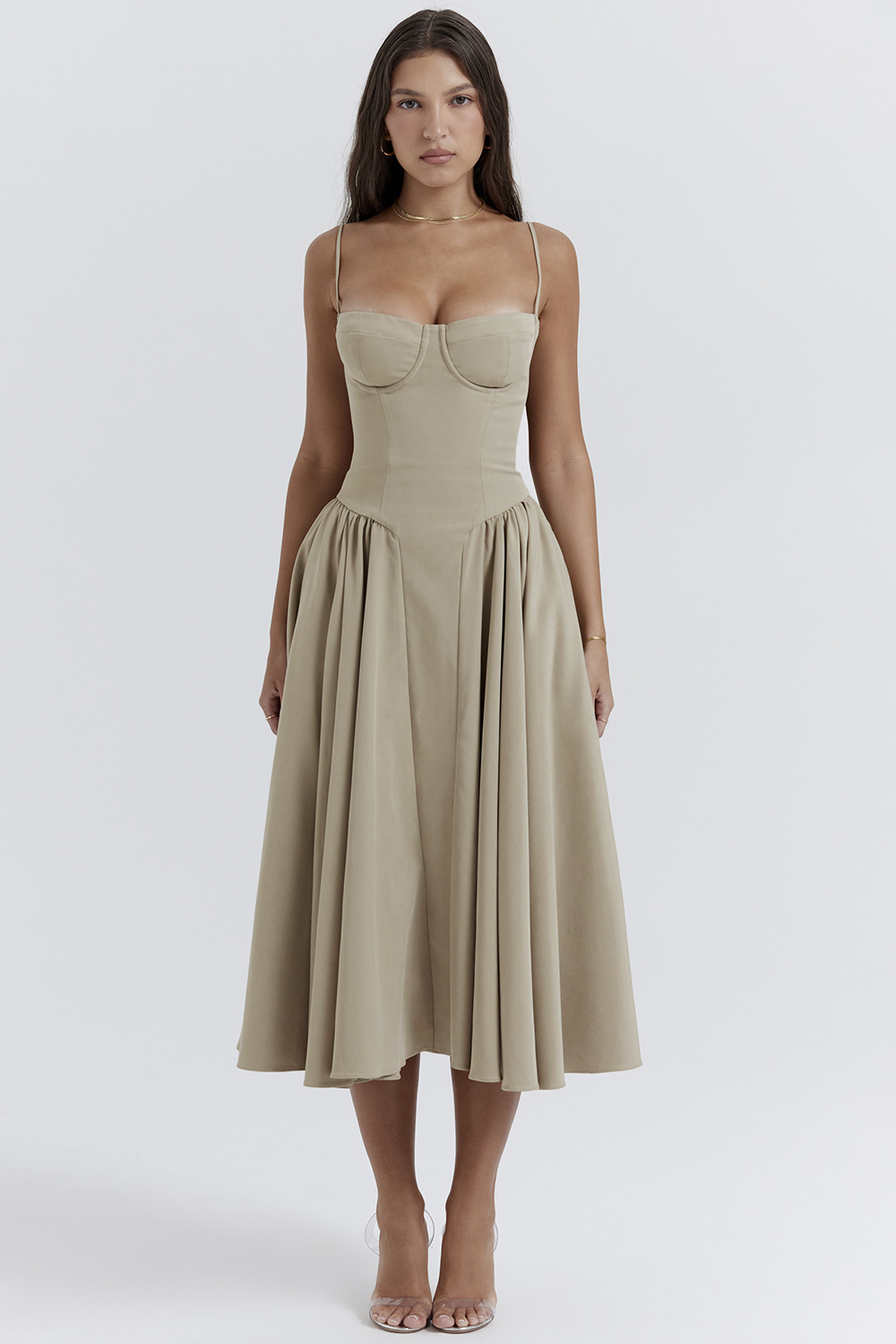 Samaria Taupe Corset Sundress