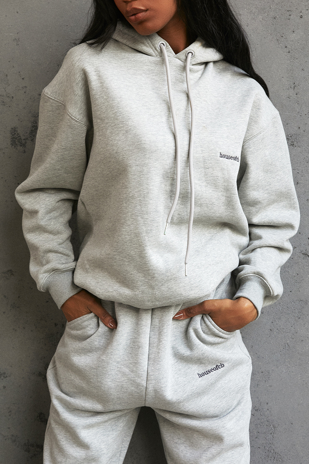 Halo Grey Cotton Fleece-Back Oversized Hoodie