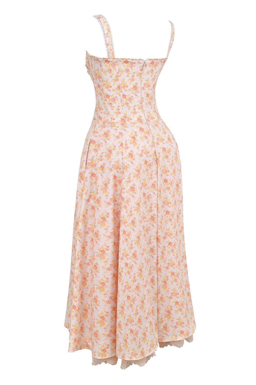 Rosalee Peach Poppy Print Cotton Bustier Sundress
