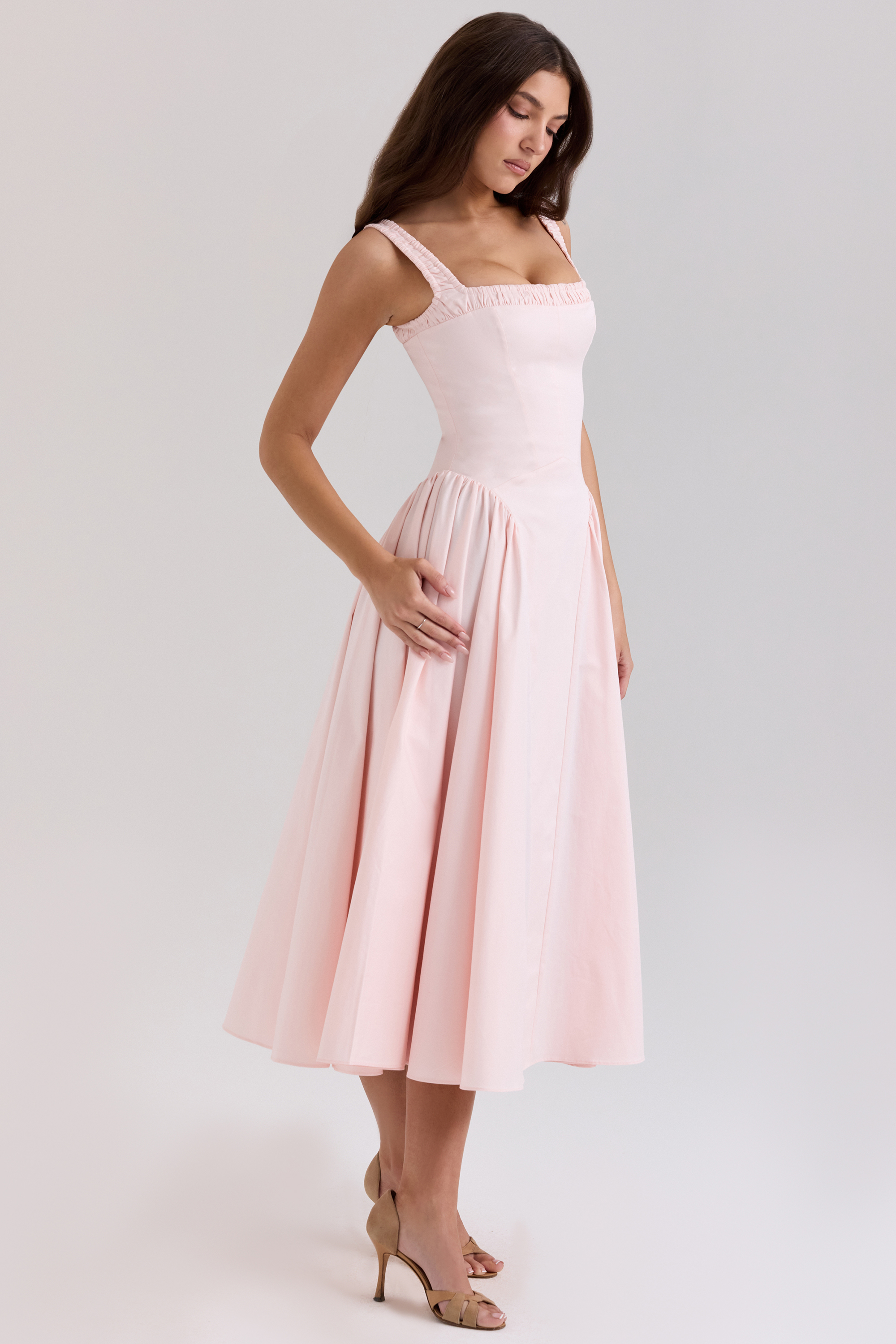 Dorothy Rose Pink Stretch Cotton Midi Sundress