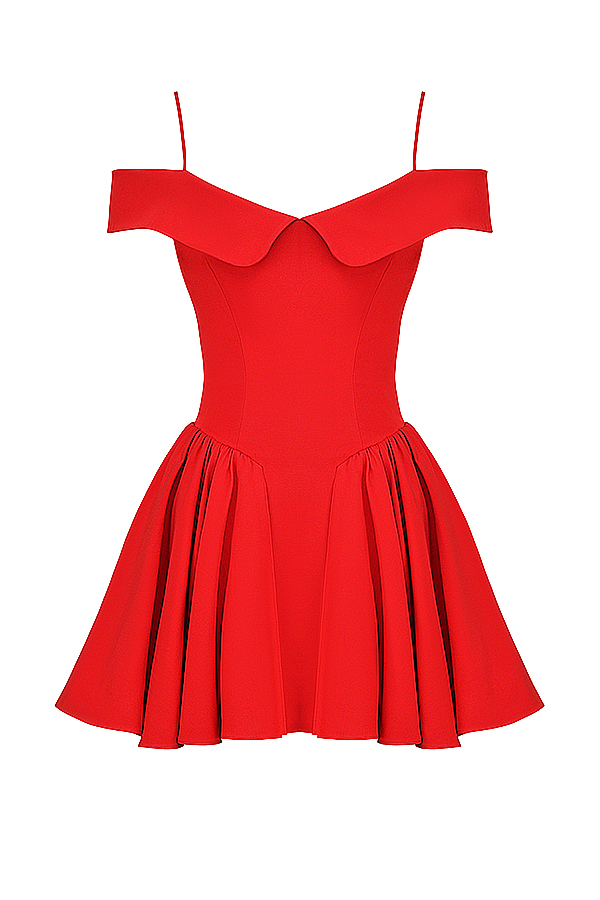 Elida Scarlet Off Shoulder Mini Dress