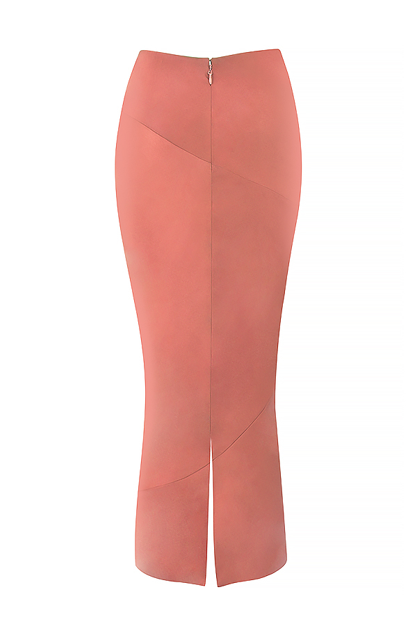 Colette Rose Satin Low Waist Midi Skirt