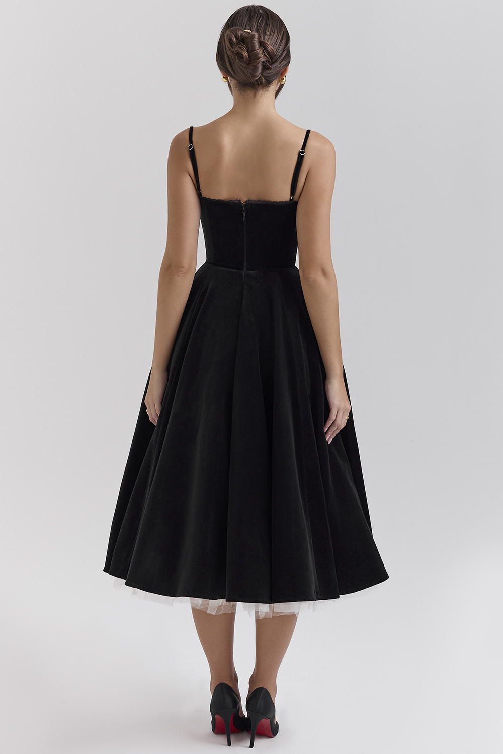 Mademoiselle Black Velvet Tulle Midi Dress + Bolero