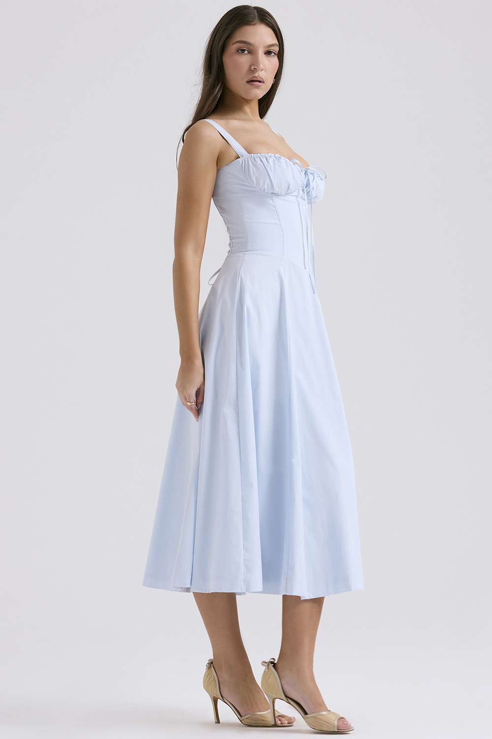 Carmen Soft Blue Cotton Bustier Sundress