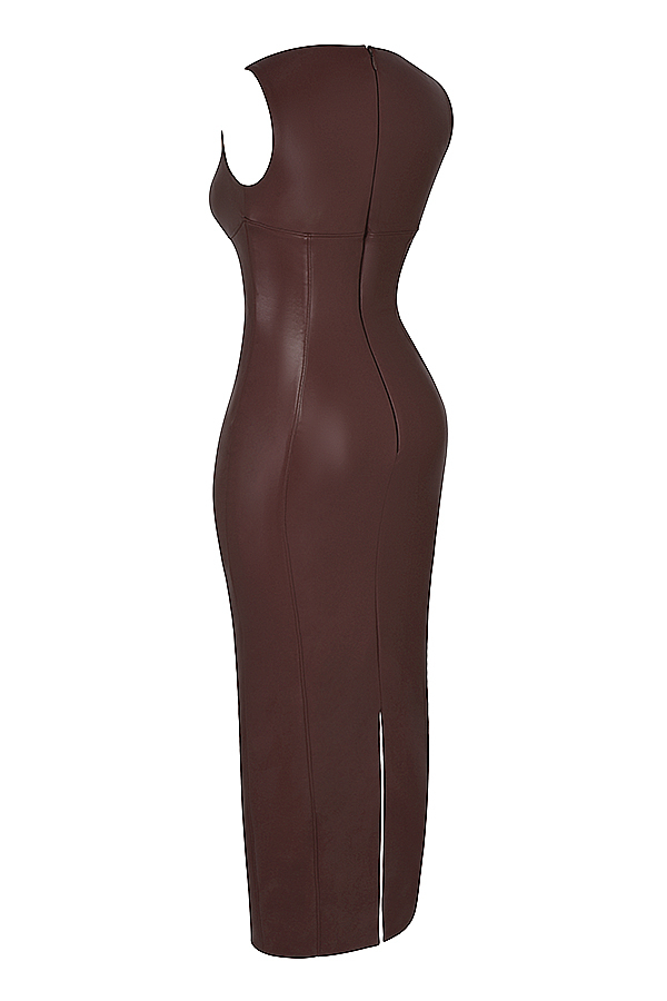 Sahara Cocoa Vegan Leather Maxi Dress