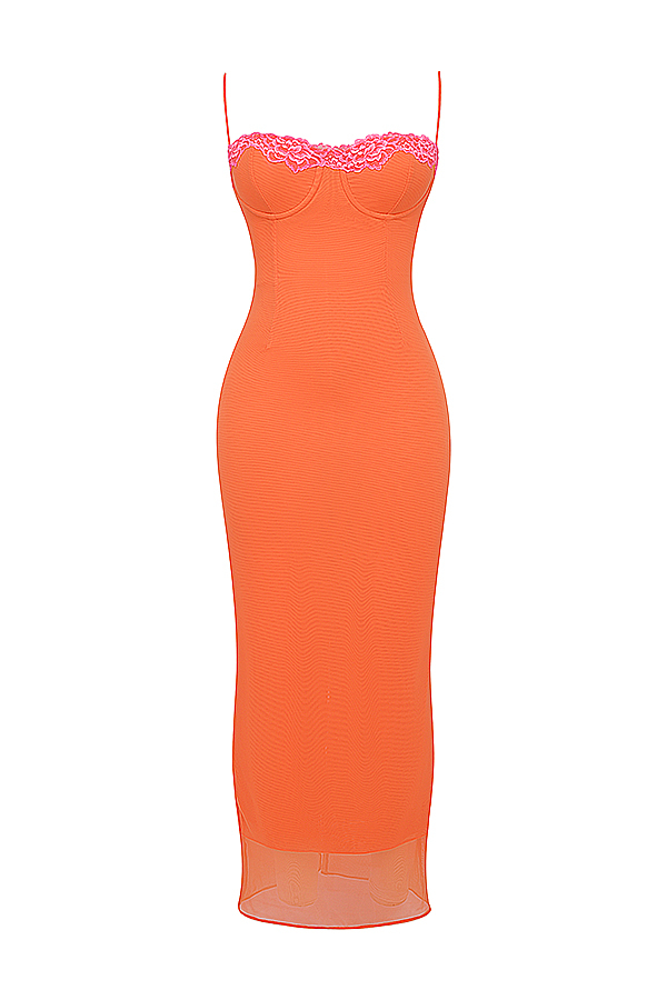 Aiza Flame Orange Maxi Dress