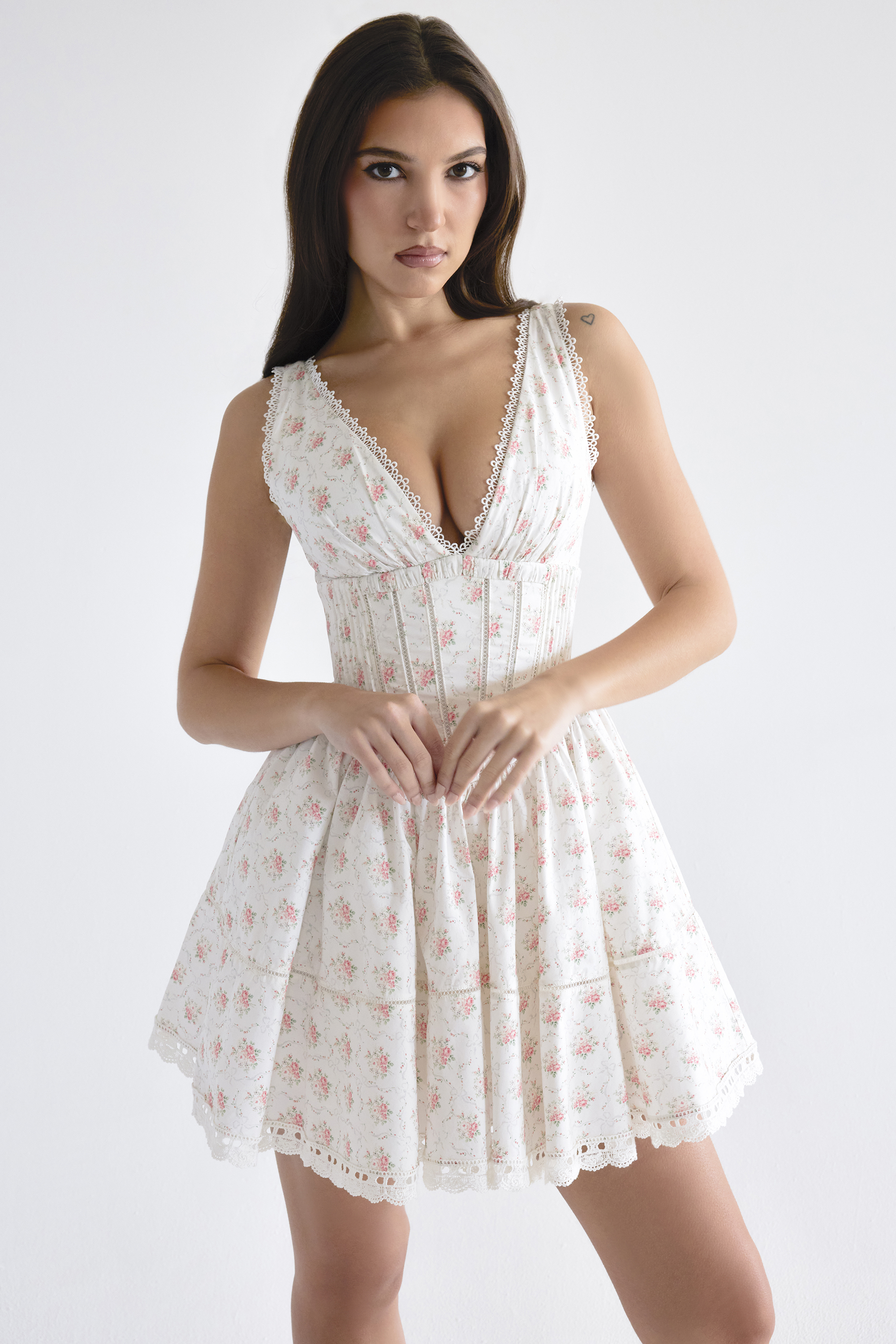 Salma Rose Print Mini Dress