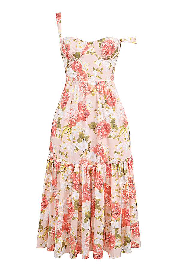 Elia Pink Peony Print Cotton Midi Sundress