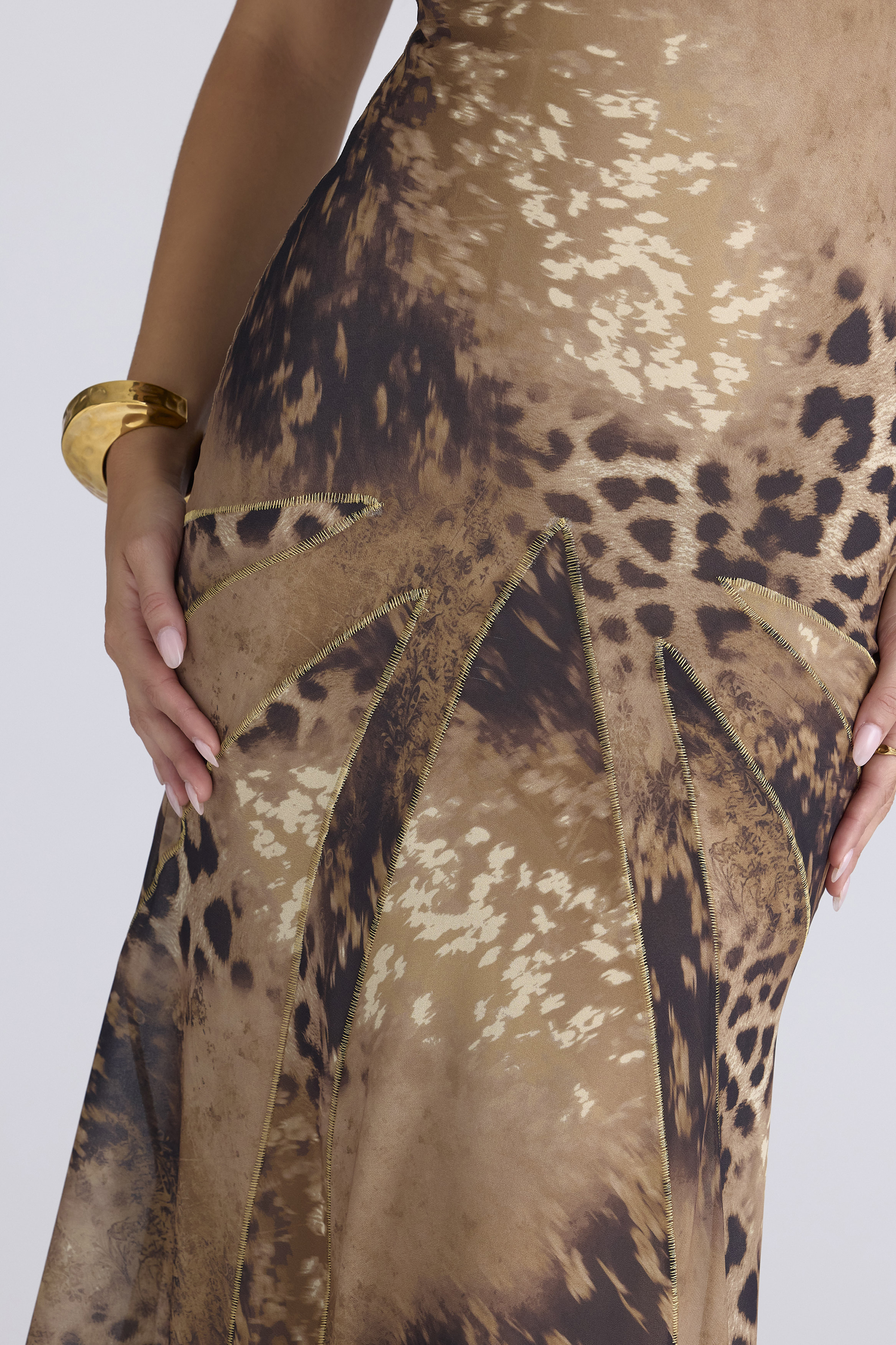 Sacha Leopard Print Georgette Panelled Maxi Dress - Limited Edition