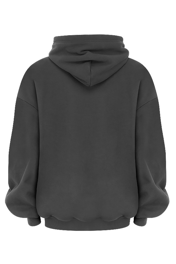 Halo Charcoal Cotton Fleece-Back Oversized Hoodie