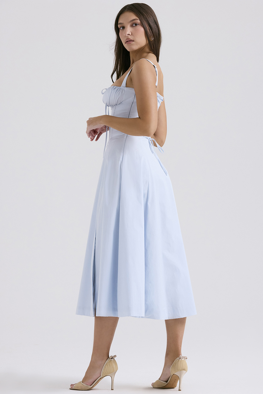 Carmen Soft Blue Cotton Bustier Sundress