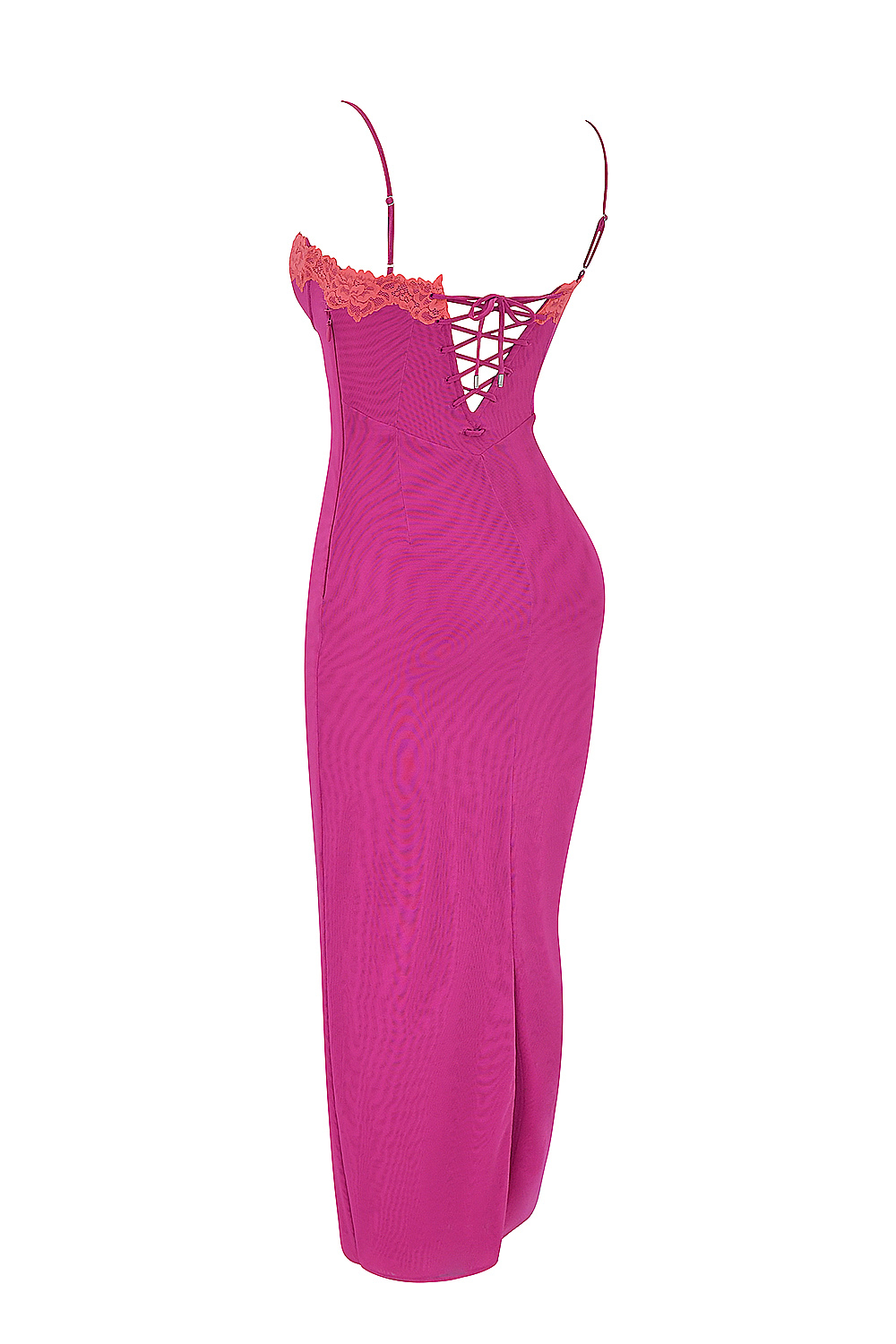 Aiza Raspberry Lace Trimmed Maxi Dress