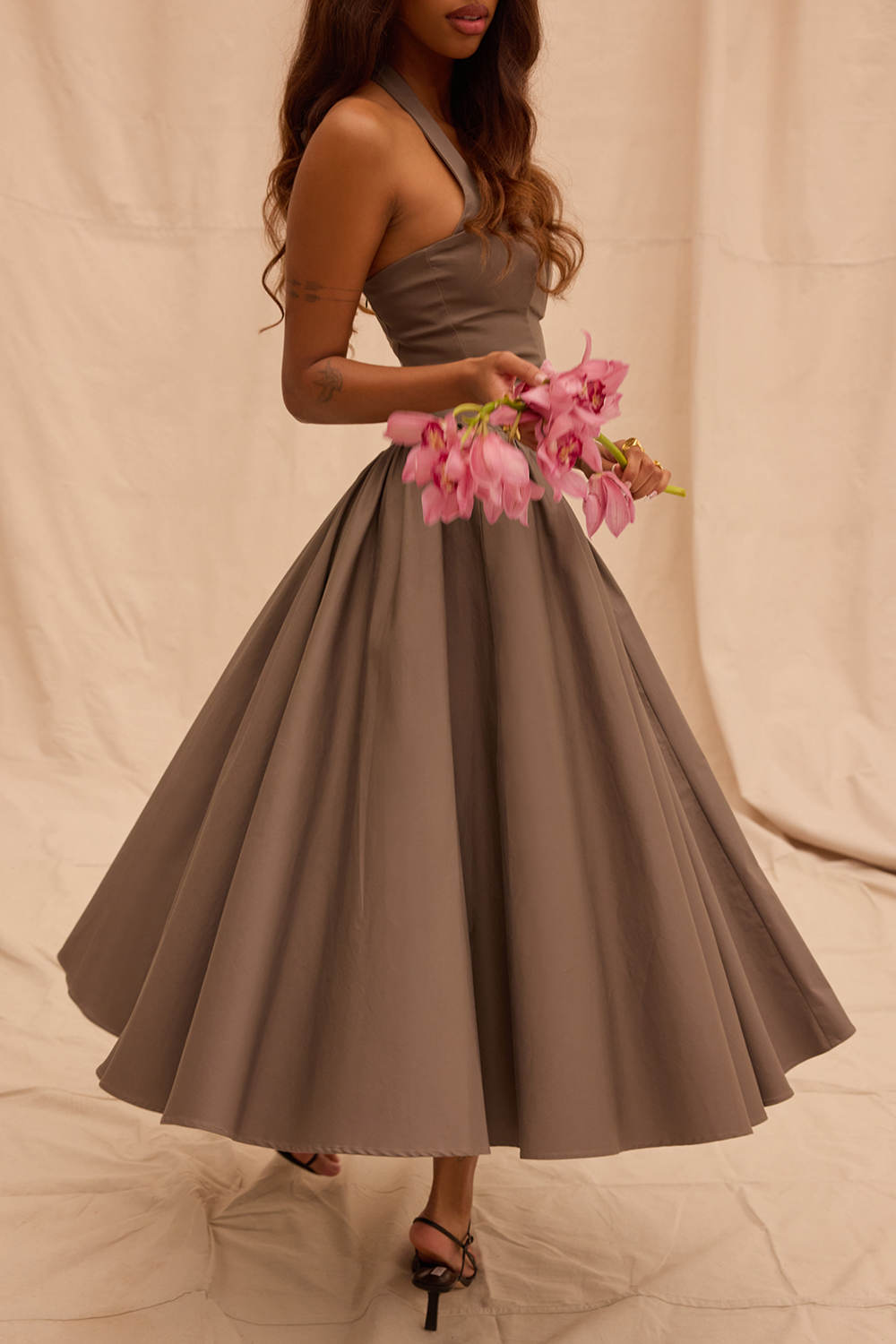 Coquette Smoke Halter Midi Dress