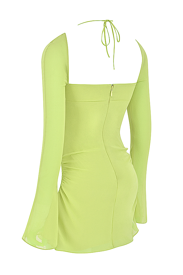 Baby Lime Chiffon Halter Mini Dress