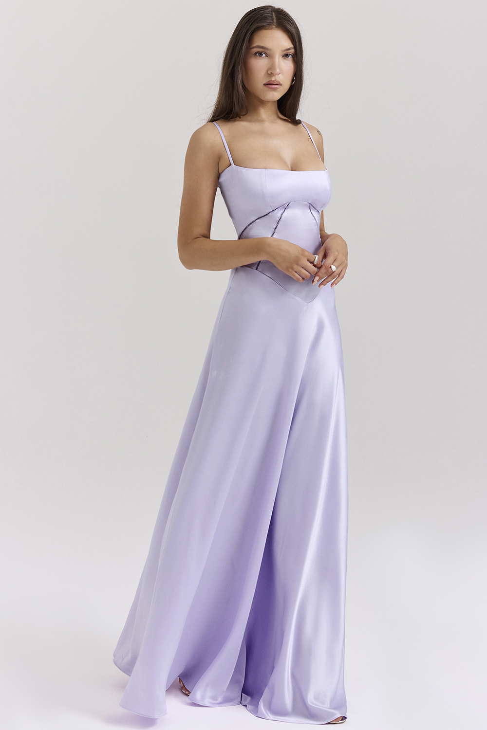 Anabella Orchid Lace Up Maxi Dress