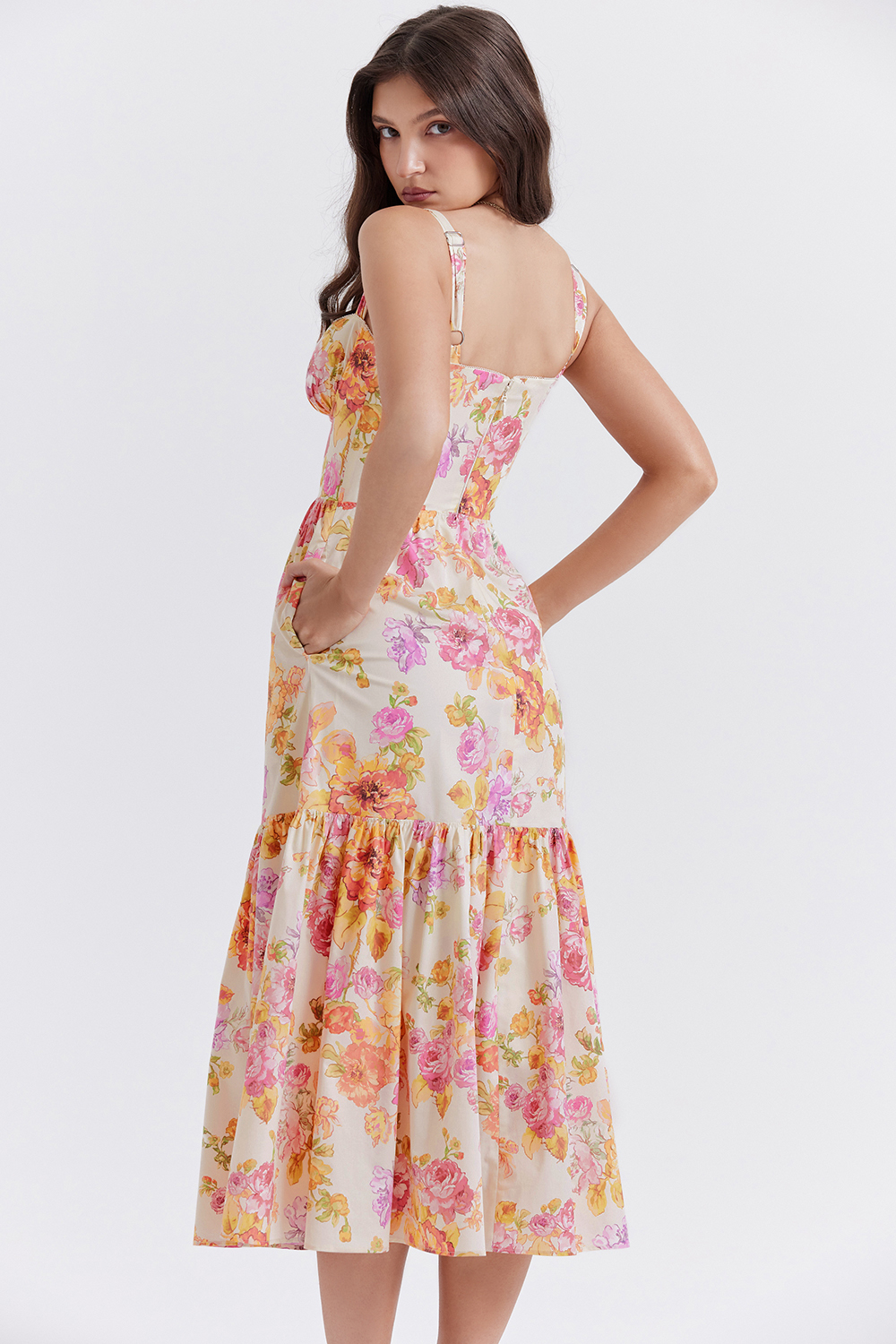 Elia Ivory Floral Midi Sundress