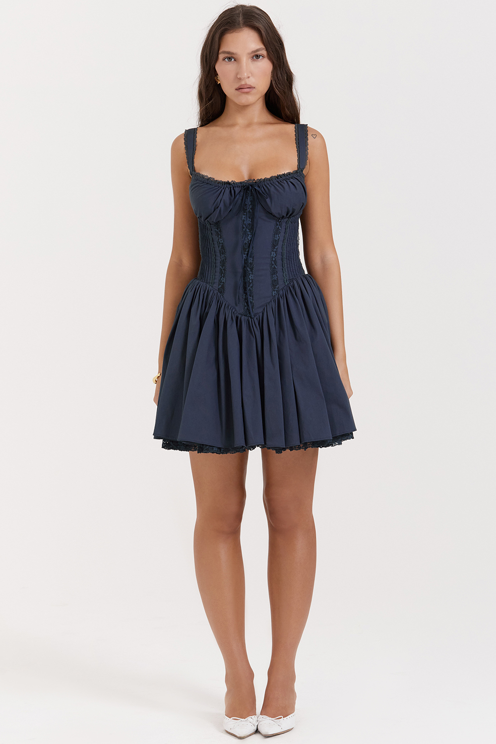 Pietra French Navy Corset Mini Dress