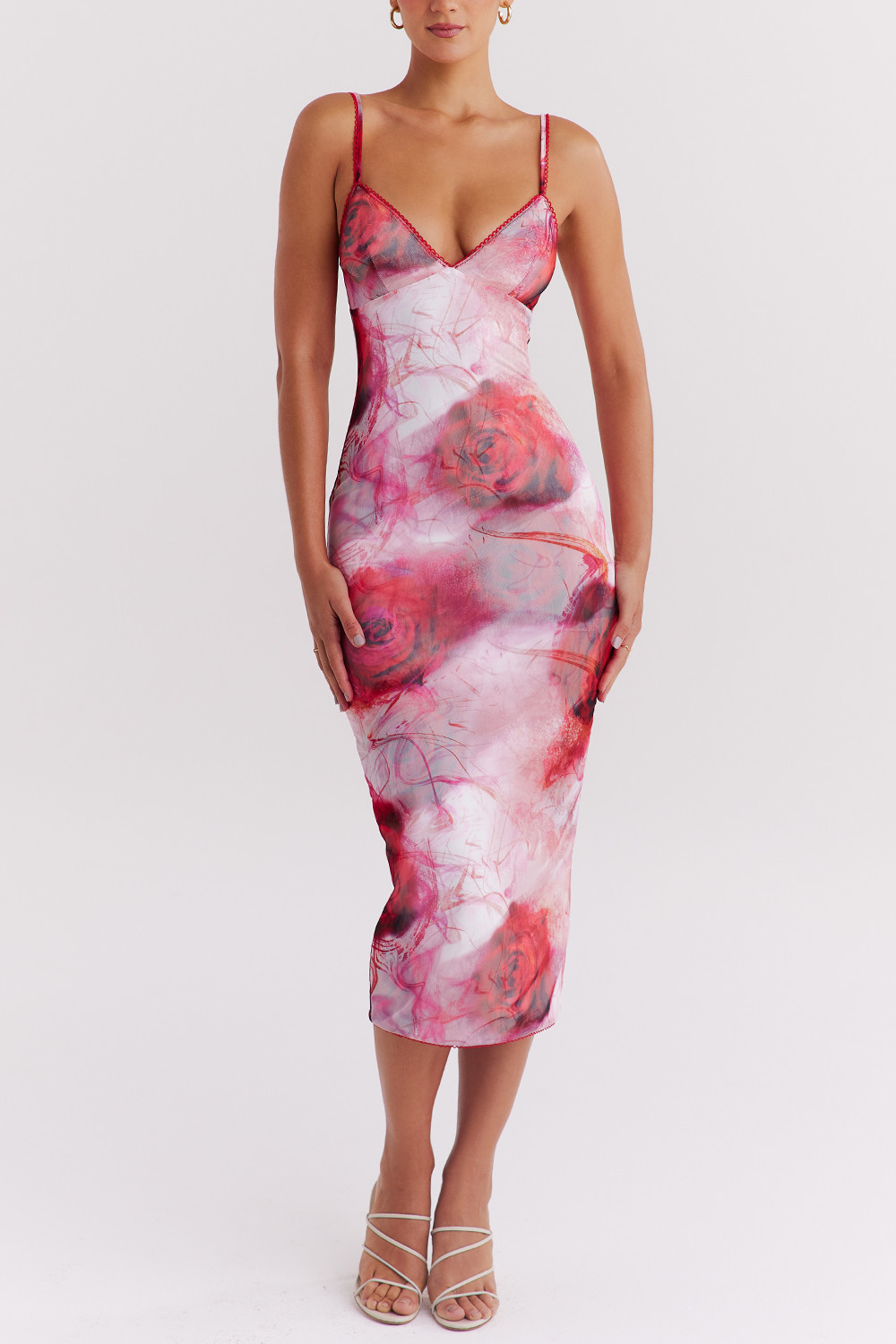 Mistress Rocks Rose Print Midi Dress - SALE