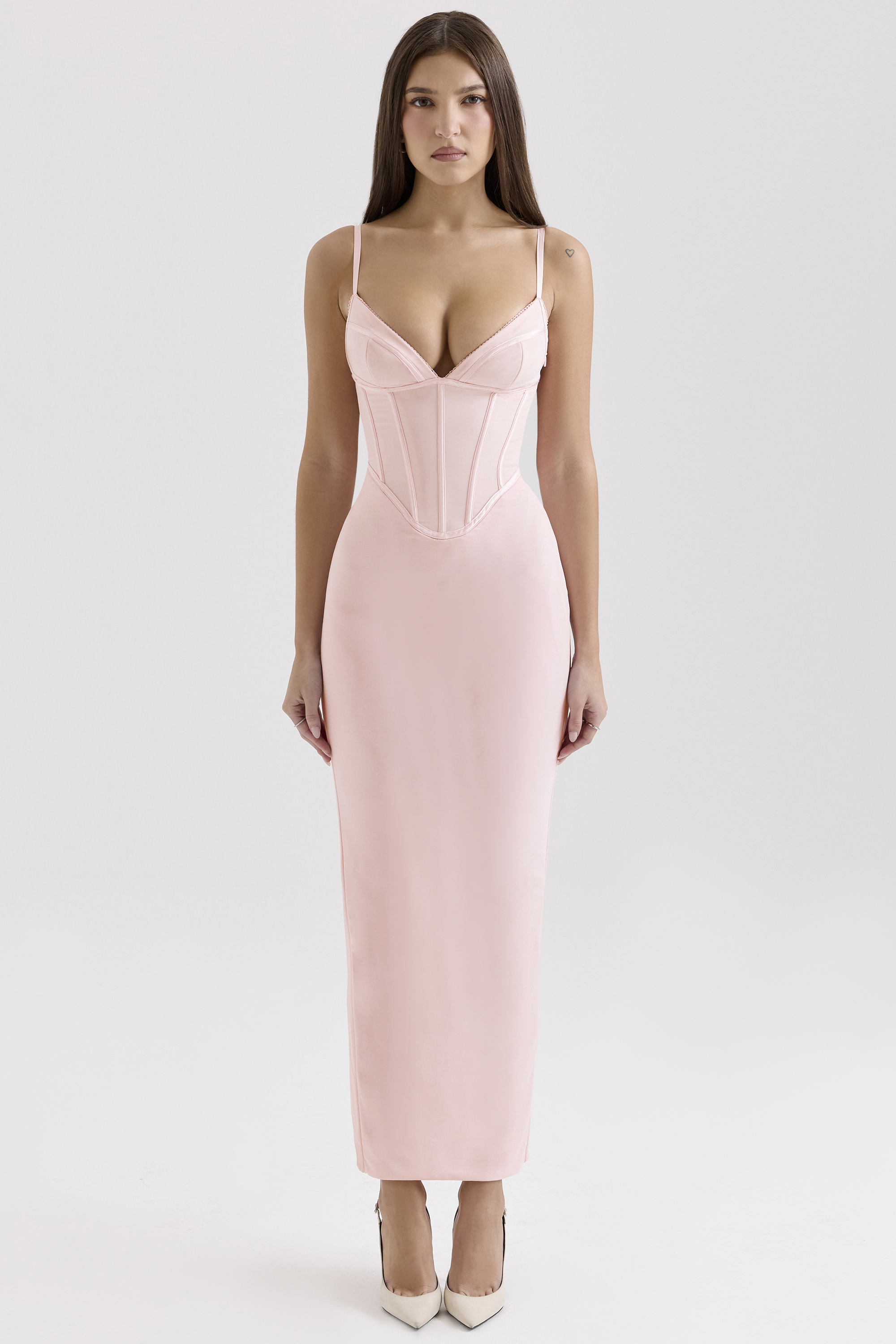 Romy Pink Mesh Bodycon Maxi Dress