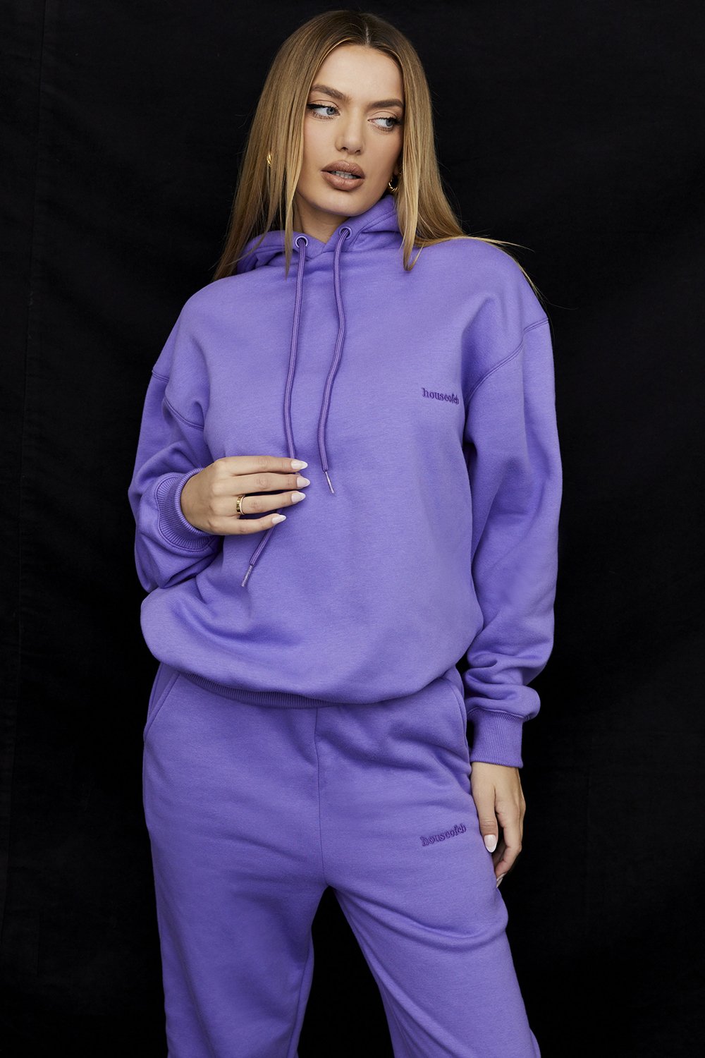 Halo Purple Cotton Fleece-Back Oversized Hoodie
