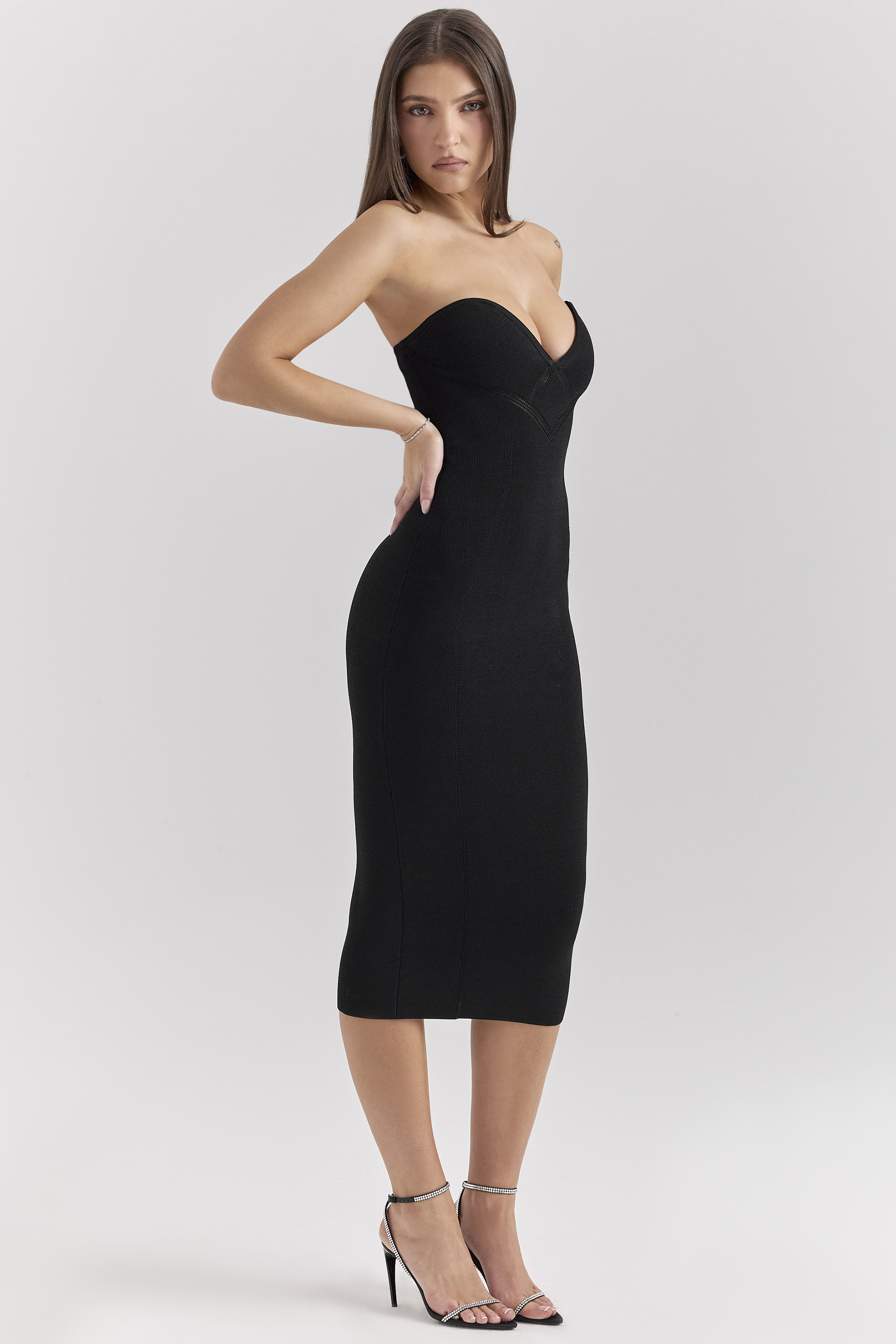 Magdalena Black Strapless Midi Dress - SALE