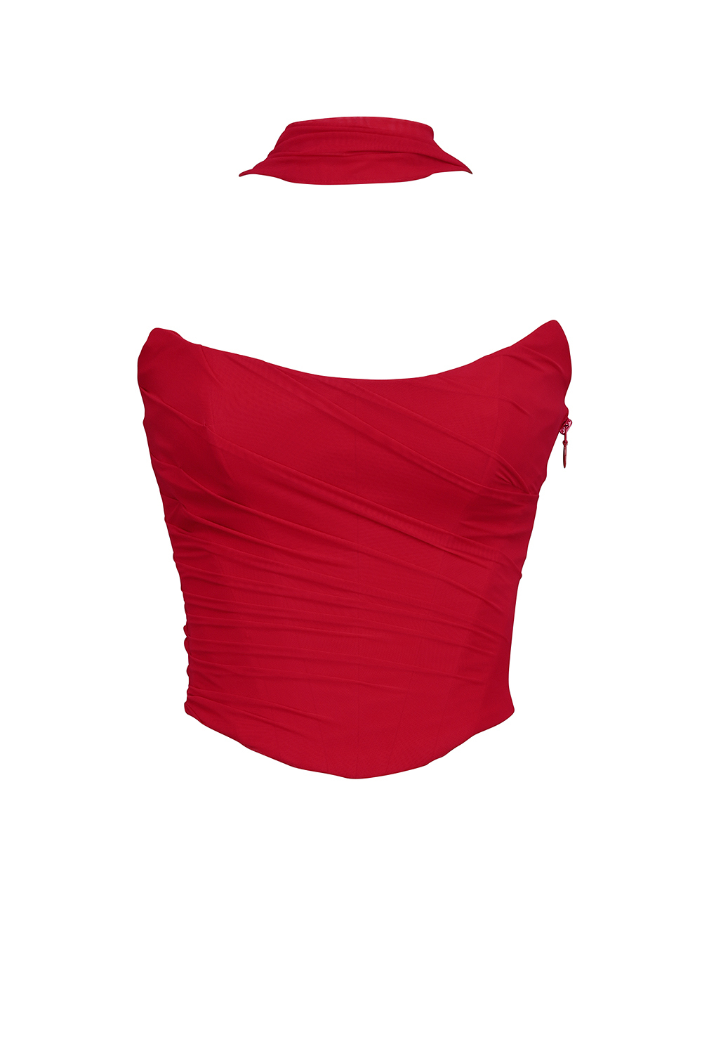 Hallie Holly Red Strapless Corset Top with Detachable Neck Scarf