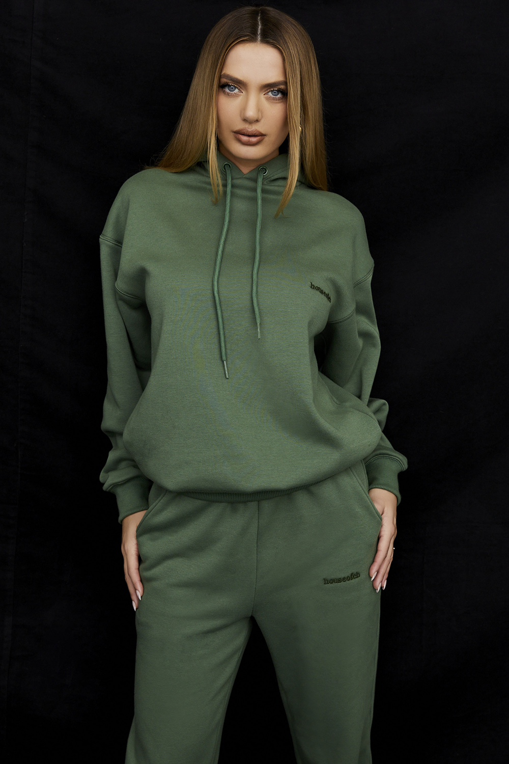 Halo Moss Cotton Fleece-Back Oversized Hoodie