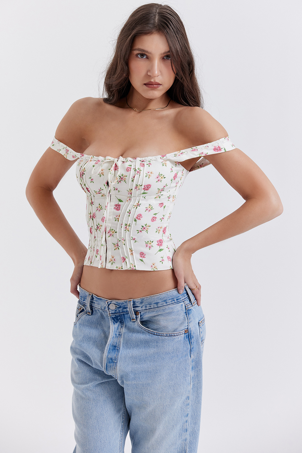 Chicca Rose Print Floral Top
