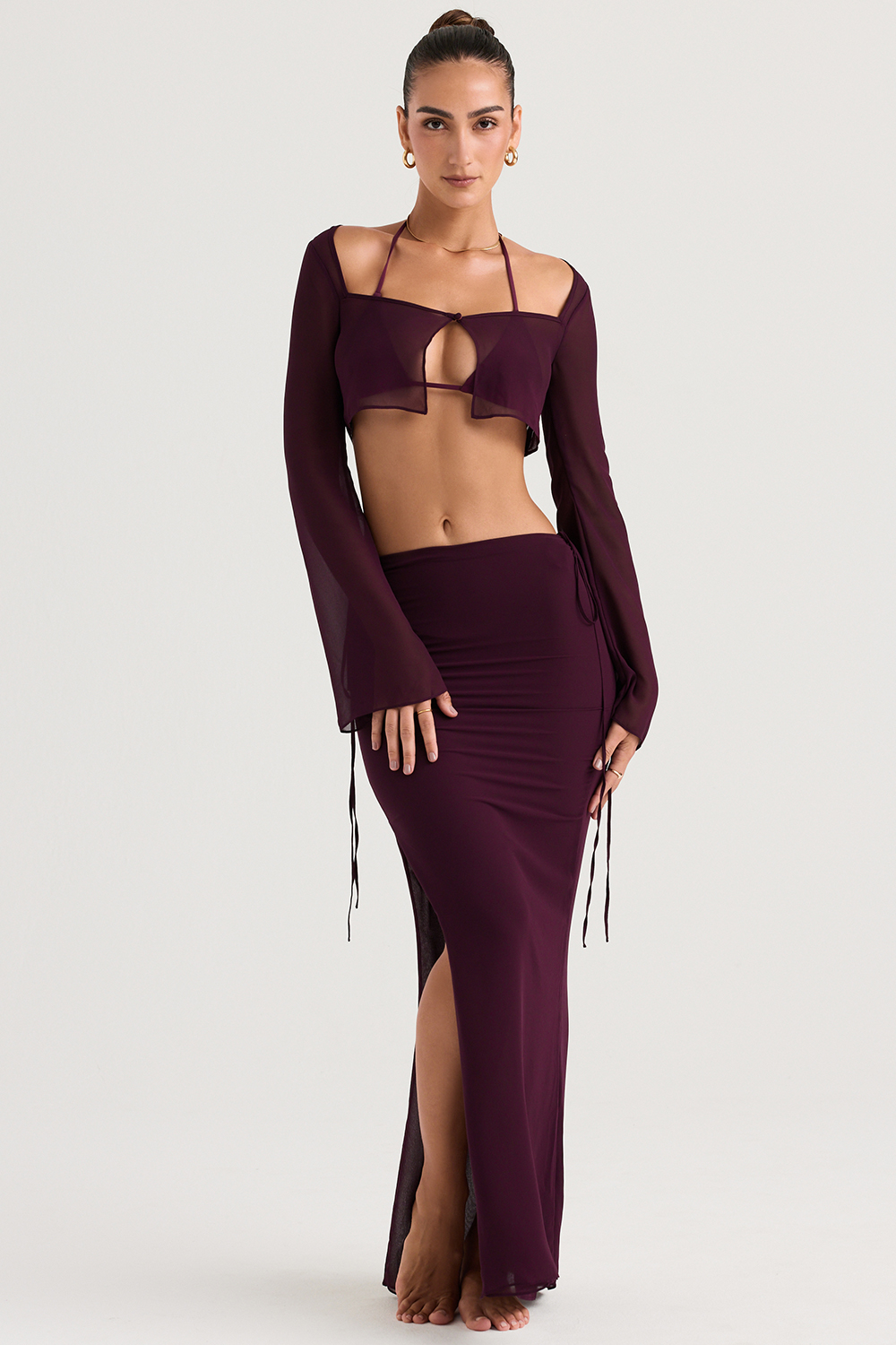 Amalfi Prune Cutout Maxi Skirt