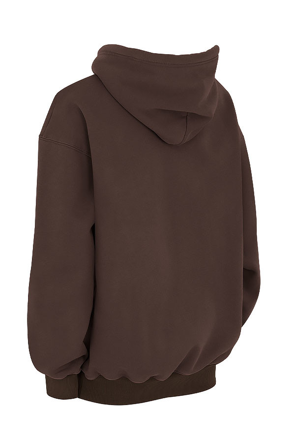 Halo Chocolate Cotton Fleece-Back Oversized Hoodie