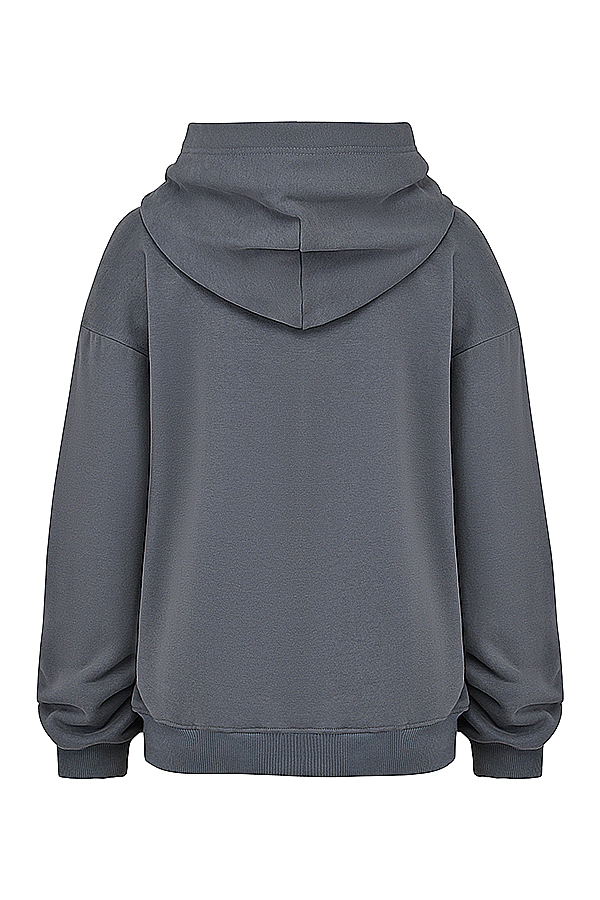 Mirage Slate Cotton Fleece-Back Zip Through Hoodie