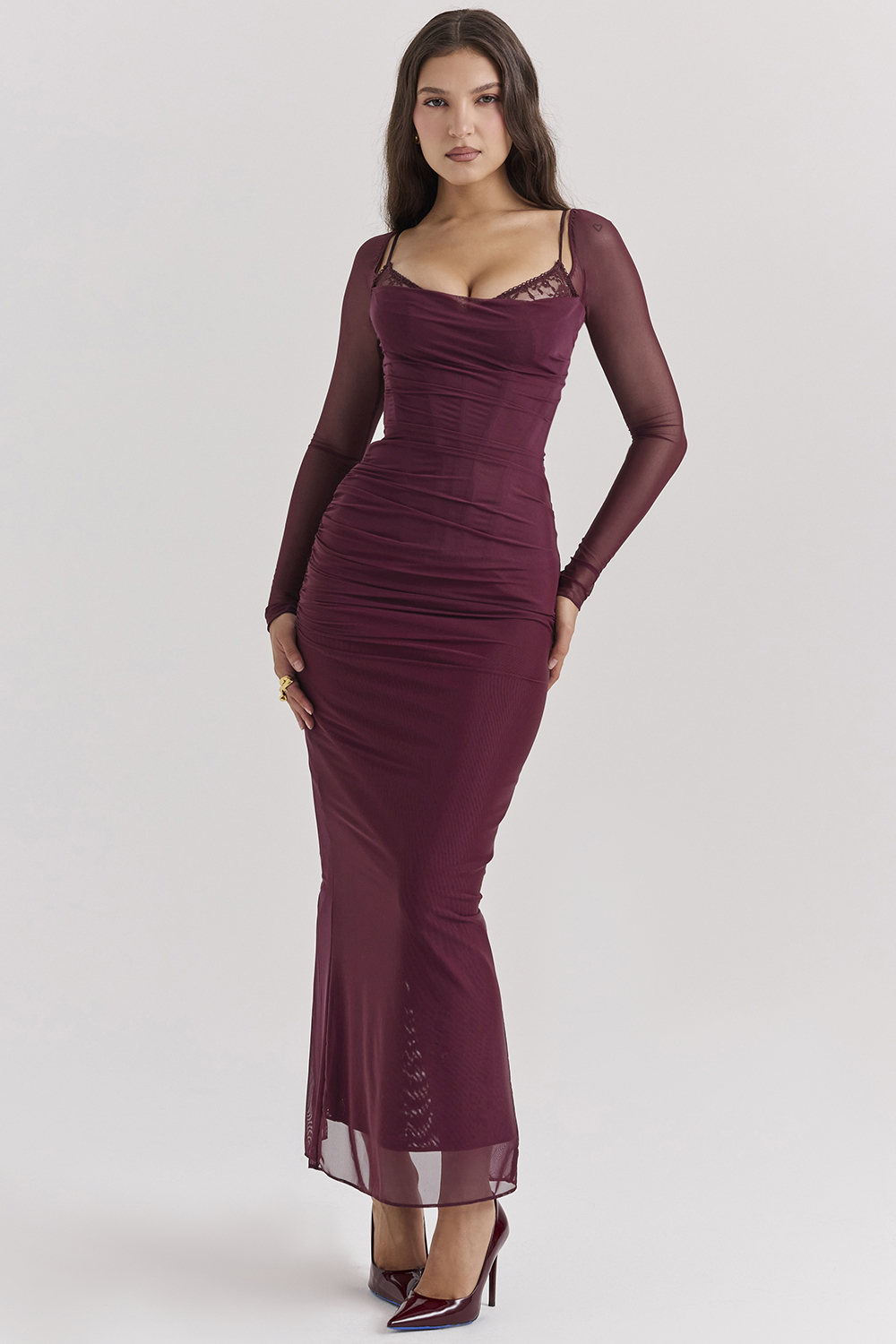 Katarina Wine Maxi Dress
