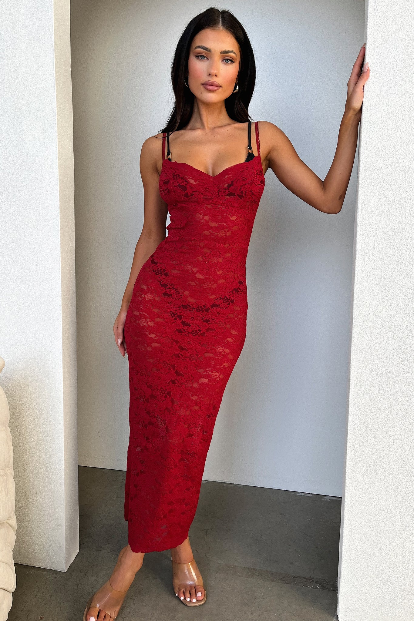 Destiny Midi Dress - Red