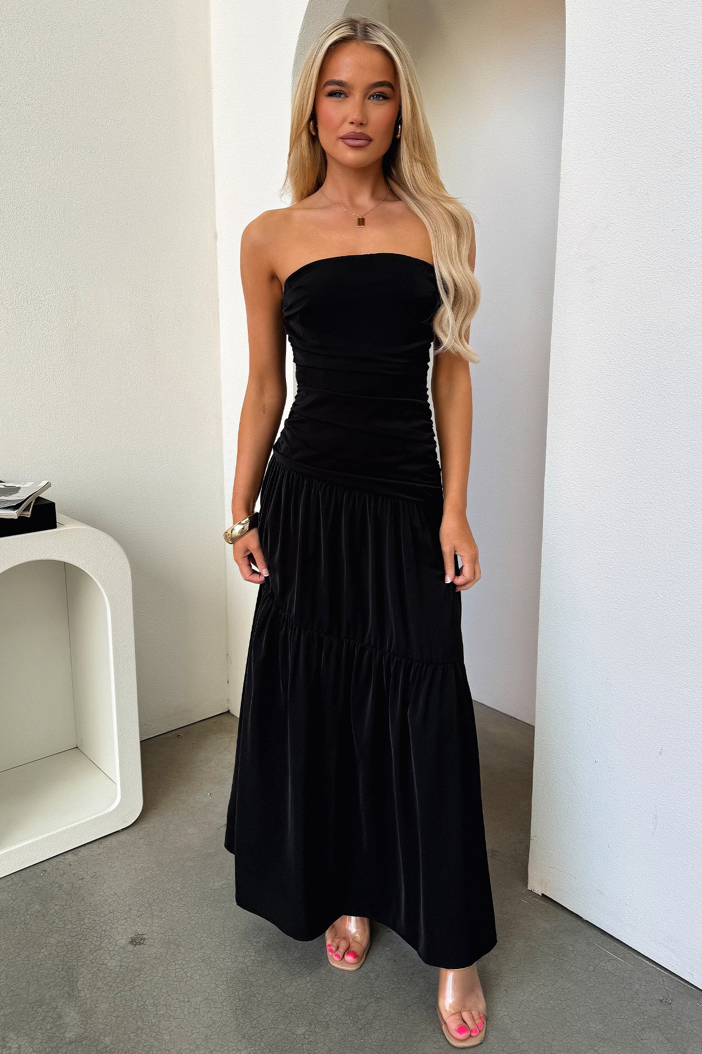 Charlotte Strapless Maxi Dress - Black